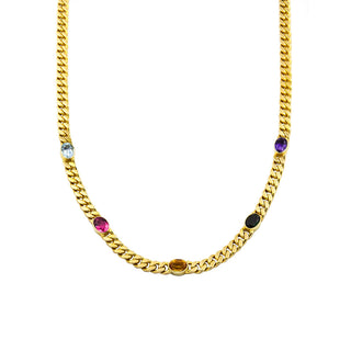 Collier aus Gelbgold mit Amethyst, Turmalin und Citrin