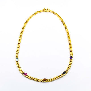 Collier aus Gelbgold mit Amethyst, Turmalin und Citrin