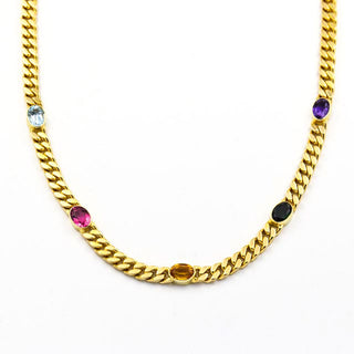 Collier aus Gelbgold mit Amethyst, Turmalin und Citrin