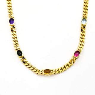 Collier aus Gelbgold mit Amethyst, Turmalin und Citrin