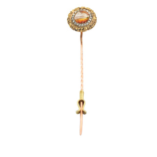 Anstecknadel aus Gelbgold mit Opal und Diamant, 19. Jahrhundert