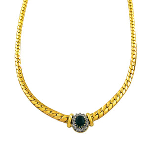 Smaragdcollier aus Gelbgold mit Brillant