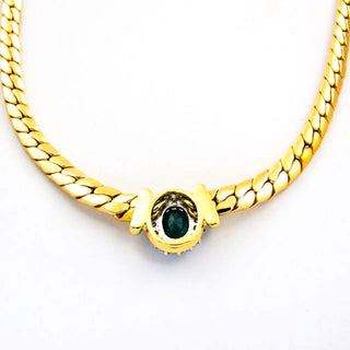 Smaragdcollier aus Gelbgold mit Brillant