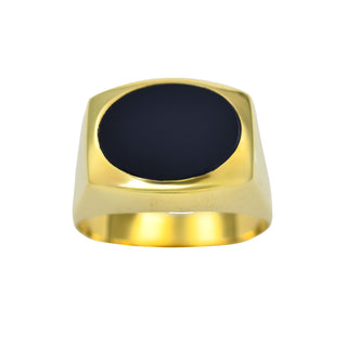 Herrenring aus Gelbgold mit Onyx