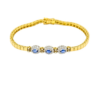 Saphirarmband aus Gelbgold mit Brillant