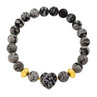 Kette aus Obsidian mit Zwischenteilen und Wechselschließe aus Gelbgold