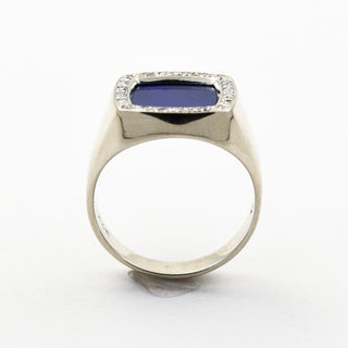 Ring aus Weißgold mit Lapislazuli und Brillant