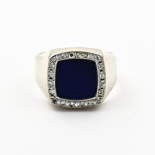 Ring aus Weißgold mit Lapislazuli und Brillant