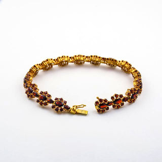 Granatarmband aus Gelbgold, gebraucht