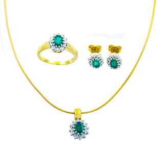 Christ Smaragdschmuckset aus Gelb- und Weißgold mit Brillant