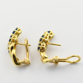 Saphirohrstecker mit Clipmechanik aus Gelbgold mit Diamant