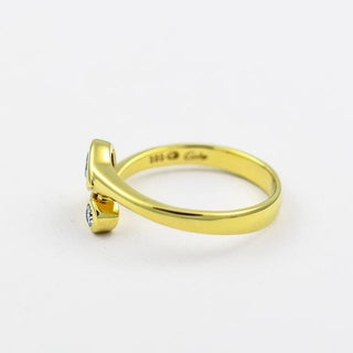 Quinn Toi-et-Moi Ring aus Gelbgold mit Aquamarin und Brillant, gebraucht