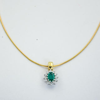 Christ Kette mit Smaragdanhänger aus Gelb- und Weißgold mit Brillant