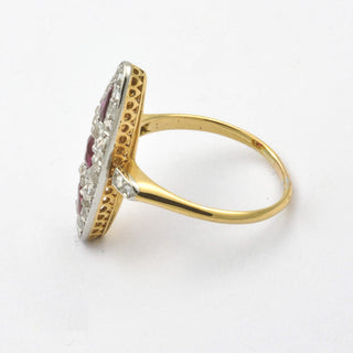 Rubinring aus Gelbgold/Platin mit Diamant, Art Déco