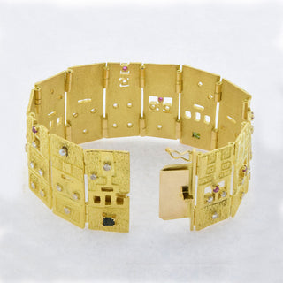 A. Frühauf Armband aus Gelbgold mit Turmalin und Rubin