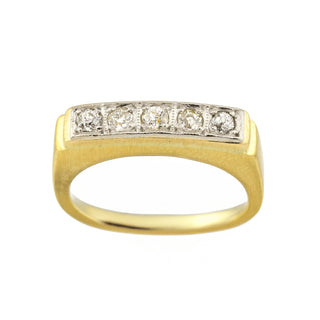 Allianzring aus 750 Gelb- und Weißgold mit Diamant, nachhaltiger second hand Schmuck perfekt aufgearbeitet