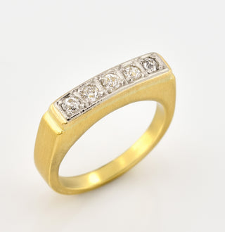 Allianzring aus 750 Gelb- und Weißgold mit Diamant, nachhaltiger second hand Schmuck perfekt aufgearbeitet