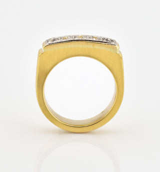 Allianzring aus 750 Gelb- und Weißgold mit Diamant, nachhaltiger second hand Schmuck perfekt aufgearbeitet