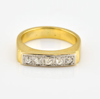 Allianzring aus 750 Gelb- und Weißgold mit Diamant, nachhaltiger second hand Schmuck perfekt aufgearbeitet