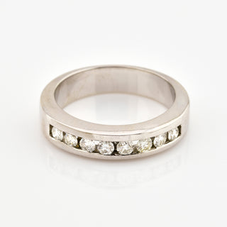 Allianzring aus 585 Weißgold mit Brillant, nachhaltiger second hand Schmuck perfekt aufgearbeitet