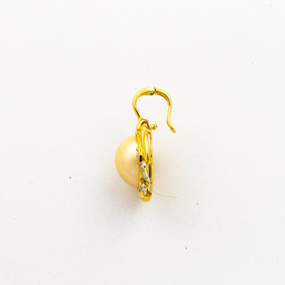 An-/Einhänger aus 585 Gelb- und Weißgold mit Perle und Diamant, nachhaltiger second hand Schmuck perfekt aufgearbeitet