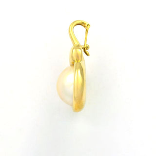 An-/Einhänger aus 585 Gelb- und Weißgold mit Perle und Diamant, nachhaltiger second hand Schmuck perfekt aufgearbeitet