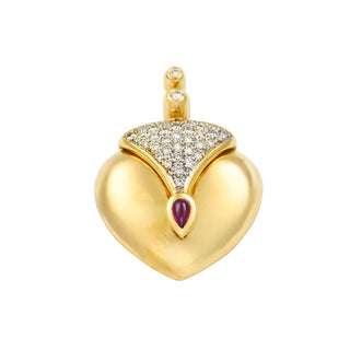 An-/Einhänger aus 750 Gelbgold mit Rubin und Brillant, nachhaltiger second hand Schmuck perfekt aufgearbeitet