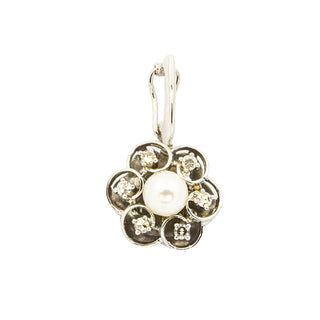 An-/Einhänger aus 585 Weißgold mit Perle und Diamant, nachhaltiger second hand Schmuck perfekt aufgearbeitet