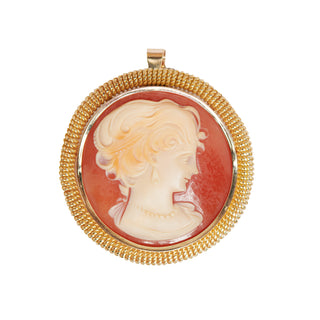 Anhänger/Brosche aus 750 Gelbgold mit Kamee/Gemme, nachhaltiger second hand Schmuck perfekt aufgearbeitet