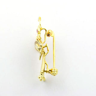 Anhänger/Brosche Clown aus 585 Gelbgold mit Rubin, Saphir und Smaragd, nachhaltiger second hand Schmuck perfekt aufgearbeitet