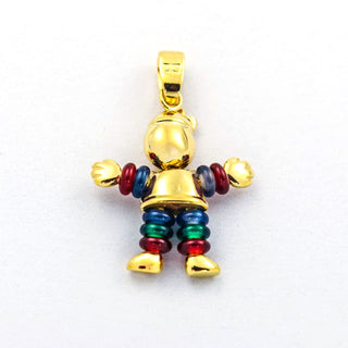 Anhänger Clown aus 750 Gelb- und Weißgold mit Achat, nachhaltiger second hand Schmuck perfekt aufgearbeitet