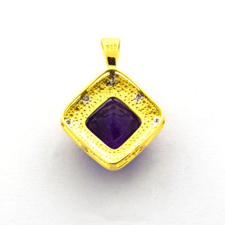 Anhänger aus 585 Gelb- und Weißgold mit Amethyst und Diamant, nachhaltiger second hand Schmuck perfekt aufgearbeitet