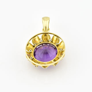 Anhänger aus 585 Gelb- und Weißgold mit Amethyst und Diamant, nachhaltiger second hand Schmuck perfekt aufgearbeitet