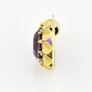 Anhänger aus 585 Gelb- und Weißgold mit Amethyst und Diamant, nachhaltiger second hand Schmuck perfekt aufgearbeitet