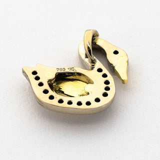 Brillantanhänger Schwan aus 750 Gelb- und Weißgold, nachhaltiger second hand Schmuck perfekt aufgearbeitet