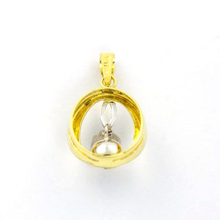 Perlenanhänger aus 585 Gelb- und Weißgold mit Diamant, nachhaltiger second hand Schmuck perfekt aufgearbeitet