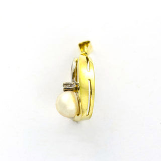 Perlenanhänger aus 585 Gelb- und Weißgold mit Diamant, nachhaltiger second hand Schmuck perfekt aufgearbeitet