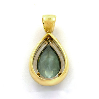 Anhänger aus 585 Gelb- und Weißgold mit Prasiolith, nachhaltiger second hand Schmuck perfekt aufgearbeitet