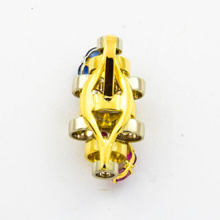 Anhänger aus 585 Gelb- und Weißgold mit Rubin und Saphir, nachhaltiger second hand Schmuck perfekt aufgearbeitet