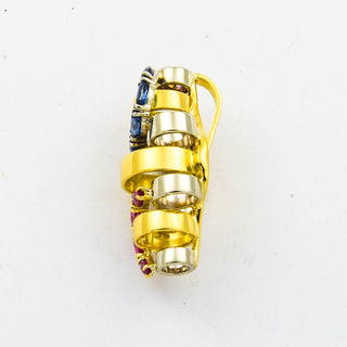 Anhänger aus 585 Gelb- und Weißgold mit Rubin und Saphir, nachhaltiger second hand Schmuck perfekt aufgearbeitet