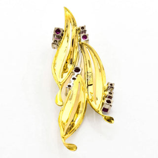 Rubinanhänger aus 750 Gelb- und Weißgold mit Brillant, nachhaltiger second hand Schmuck perfekt aufgearbeitet