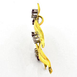 Rubinanhänger aus 750 Gelb- und Weißgold mit Brillant, nachhaltiger second hand Schmuck perfekt aufgearbeitet