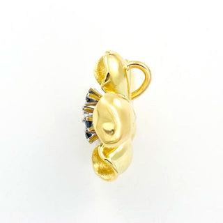 Saphiranhänger Blüte aus 750 Gelb- und Weißgold mit Brillant, nachhaltiger second hand Schmuck perfekt aufgearbeitet