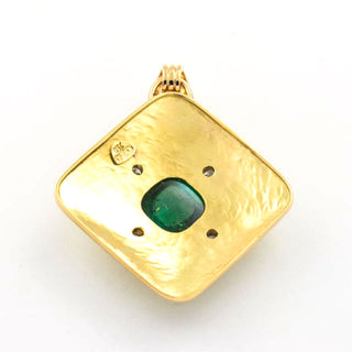 Anhänger aus 750 Gelb- und Weißgold mit Turmalin und Brillant, nachhaltiger second hand Schmuck perfekt aufgearbeitet