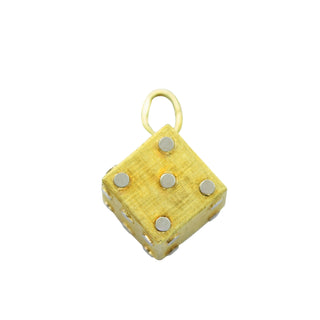 Anhänger Würfel aus 585 Gelb- und Weißgold, nachhaltiger second hand Schmuck perfekt aufgearbeitet