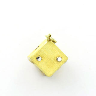 Anhänger Würfel aus 585 Gelb- und Weißgold, nachhaltiger second hand Schmuck perfekt aufgearbeitet