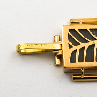 Anhänger Tanne aus 750 Gelbgold mit Achat, nachhaltiger second hand Schmuck perfekt aufgearbeitet