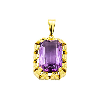 Anhänger aus 585 Gelbgold mit Amethyst, nachhaltiger second hand Schmuck perfekt aufgearbeitet