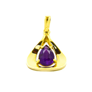 Anhänger aus 585 Gelbgold mit Amethyst, nachhaltiger second hand Schmuck perfekt aufgearbeitet