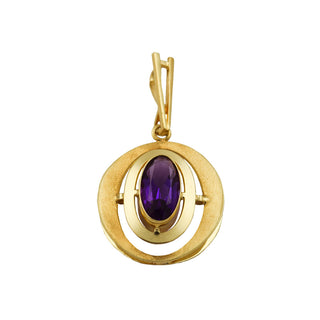 Anhänger aus 585 Gelbgold mit Amethyst, nachhaltiger second hand Schmuck perfekt aufgearbeitet